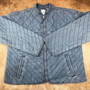 GAP soft quilted chambray blue denim lightweight Jacket coat women’s Large